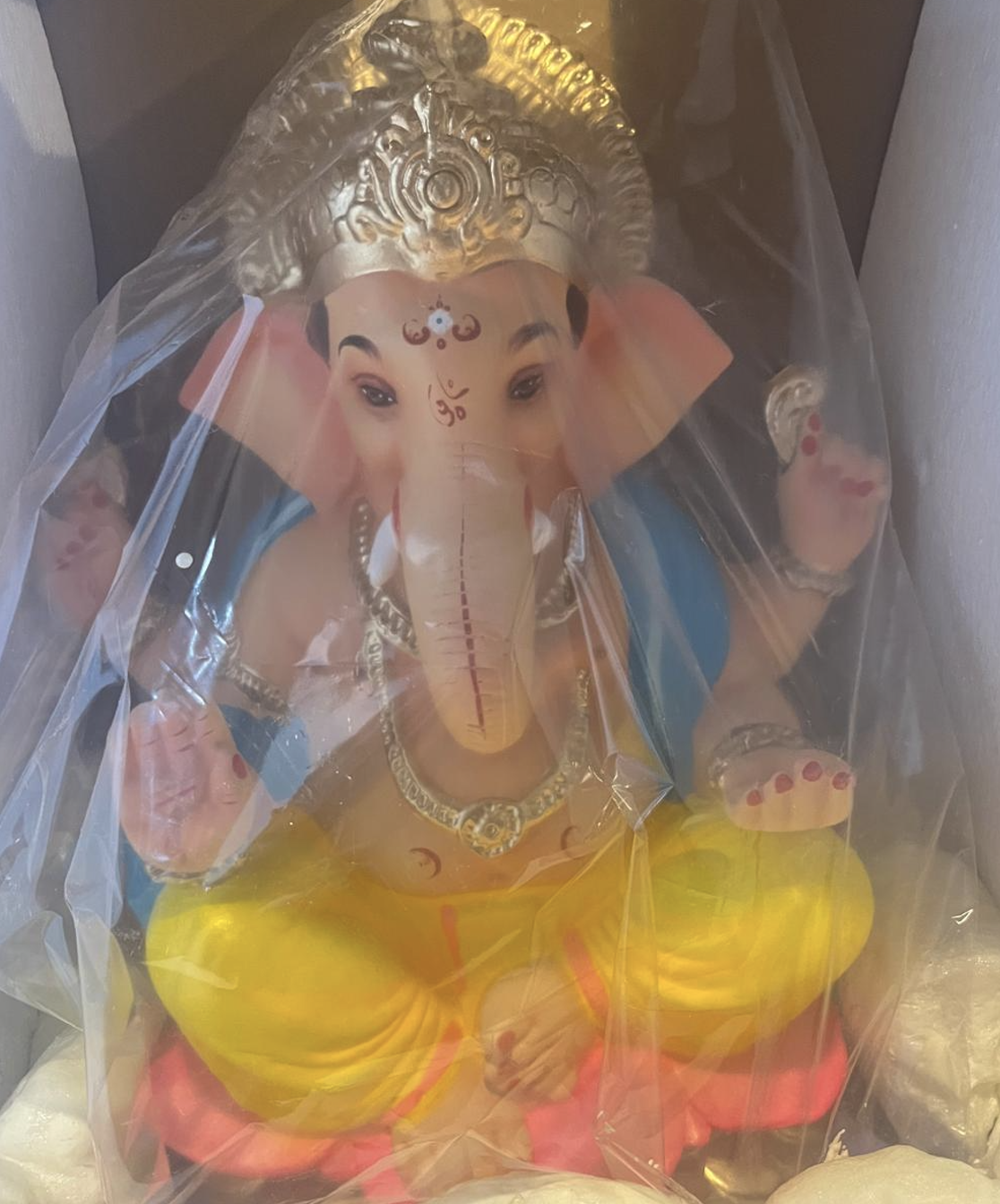 Ganesh With Yellow Pitamber On Lotus