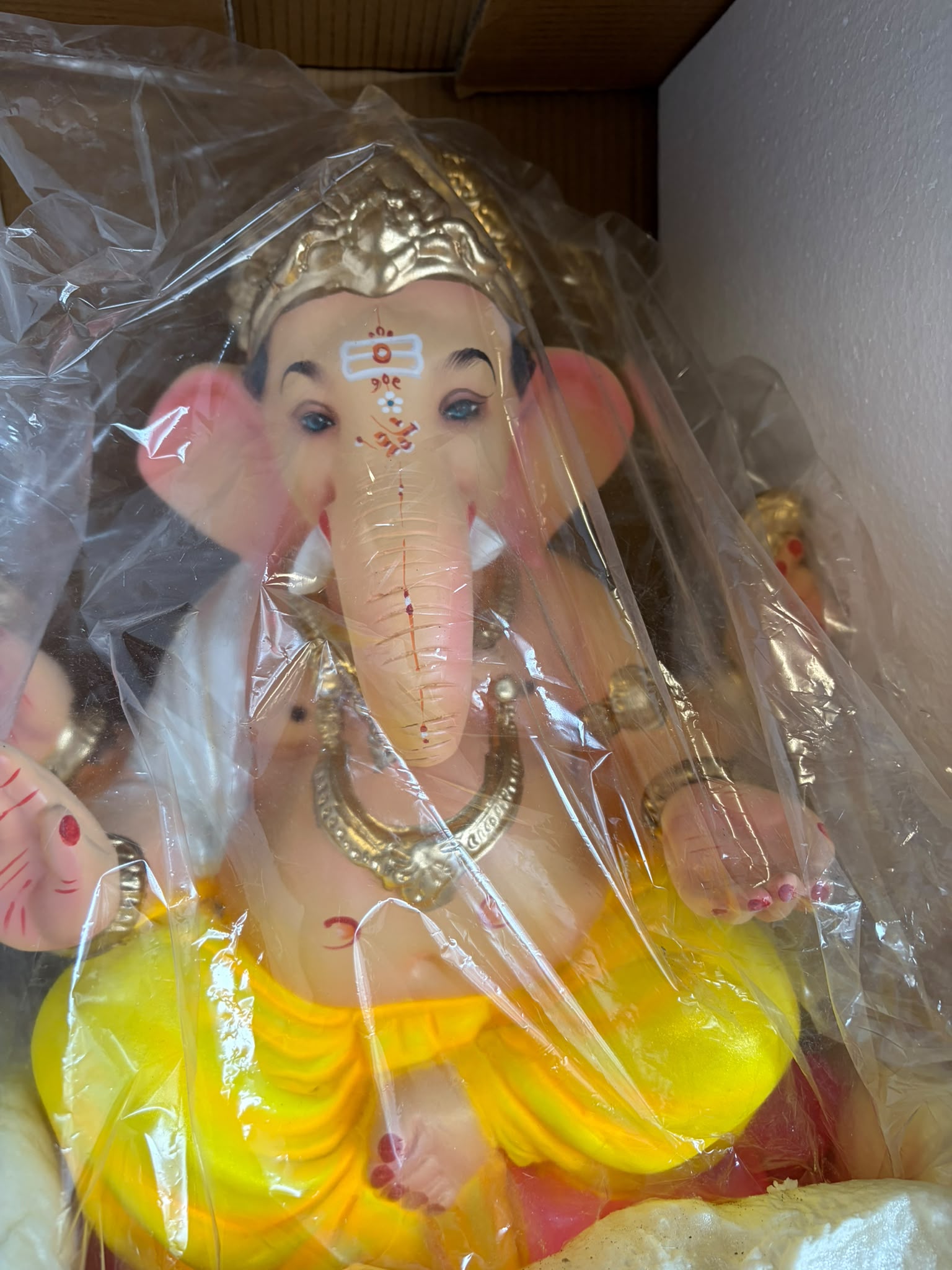 Ganesh With Yellow Pitamber On Lotus